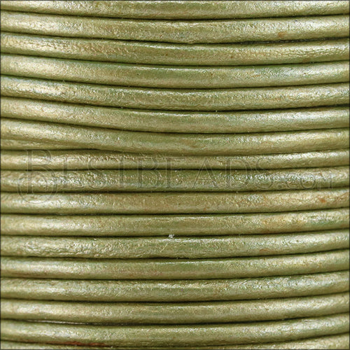 1.5mm round Indian leather - fern green METALLIC - 25m SPOOL