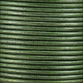 2mm round Indian leather - olive green METALLIC - 25m SPOOL