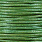 1mm round Indian leather - kelly green METALLIC - 25m SPOOL