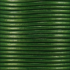2mm round Indian leather - green METALLIC - 25m SPOOL