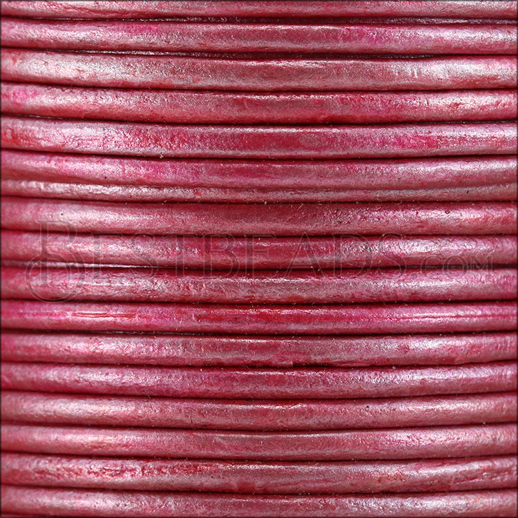 1mm round Indian leather - fuchsia METALLIC - 25m SPOOL