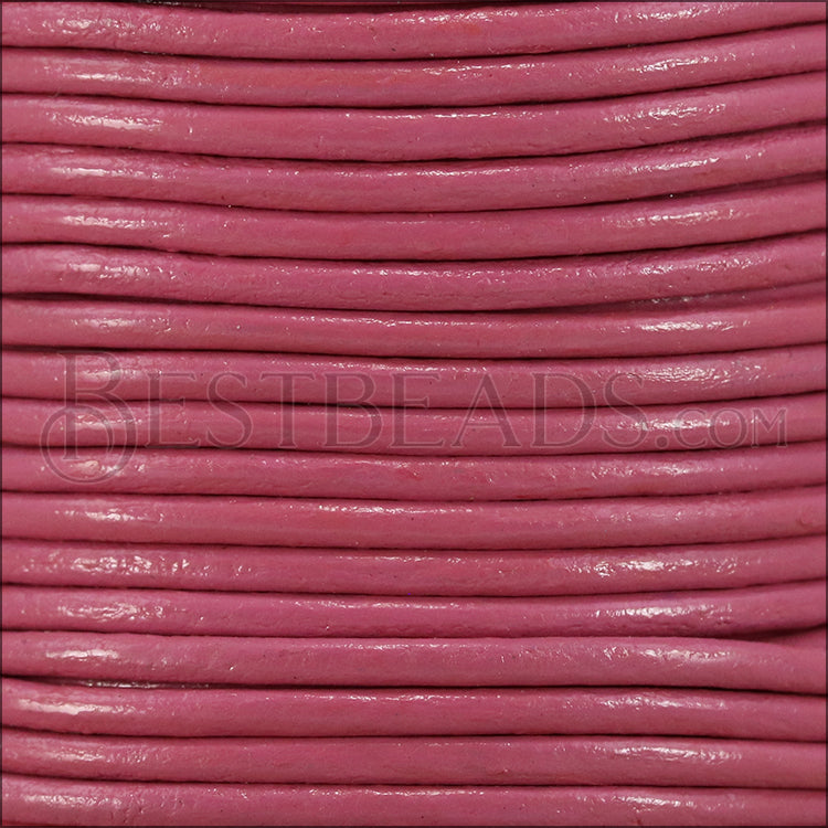 2mm round Indian leather - fuchsia - 25m SPOOL