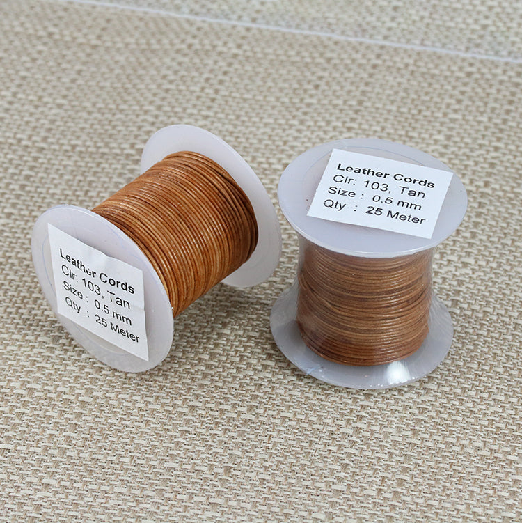 0.5mm round Indian leather - tan - 25m SPOOL