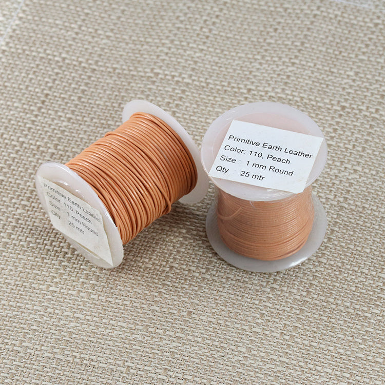 1mm round Indian leather - peach - 25m SPOOL