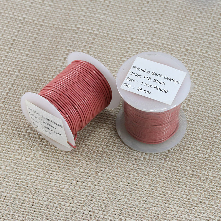 1mm round Indian leather - blush - 25m SPOOL