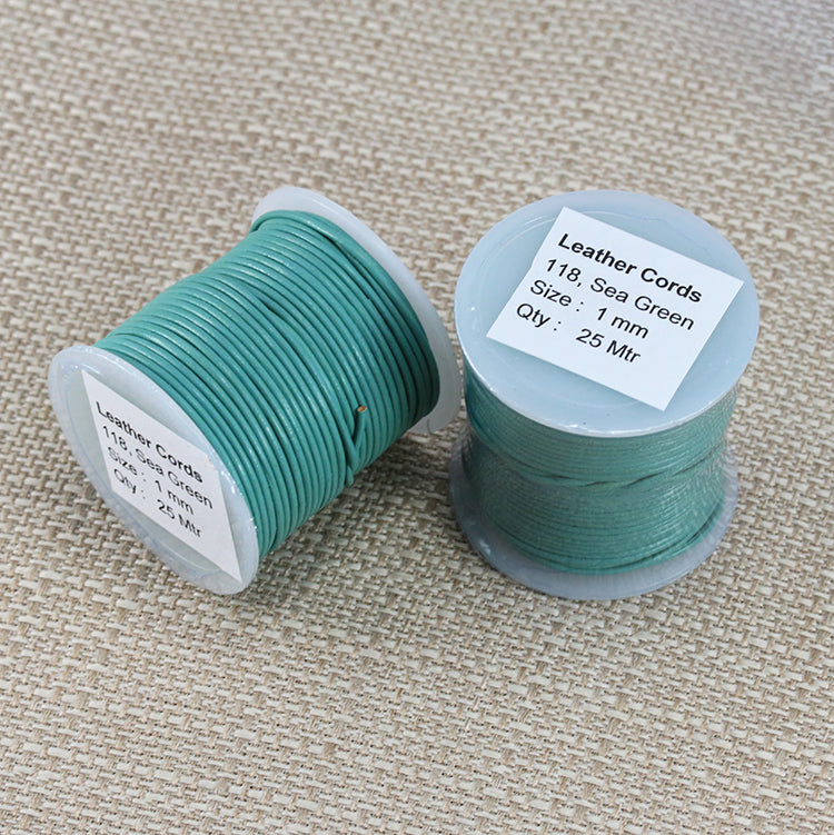 1mm round Indian leather - seafoam green - 25m SPOOL
