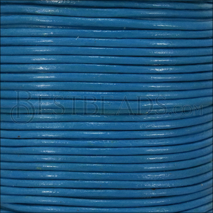 1mm round Indian leather - lt turquoise - 25m SPOOL
