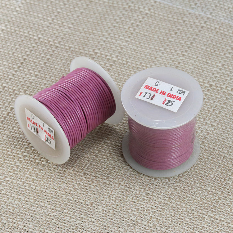 1mm round Indian leather - dusty pink - 25m SPOOL
