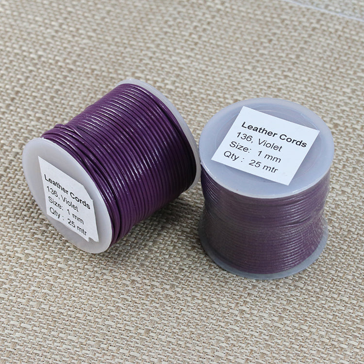 1mm round Indian leather - violet - 25m SPOOL