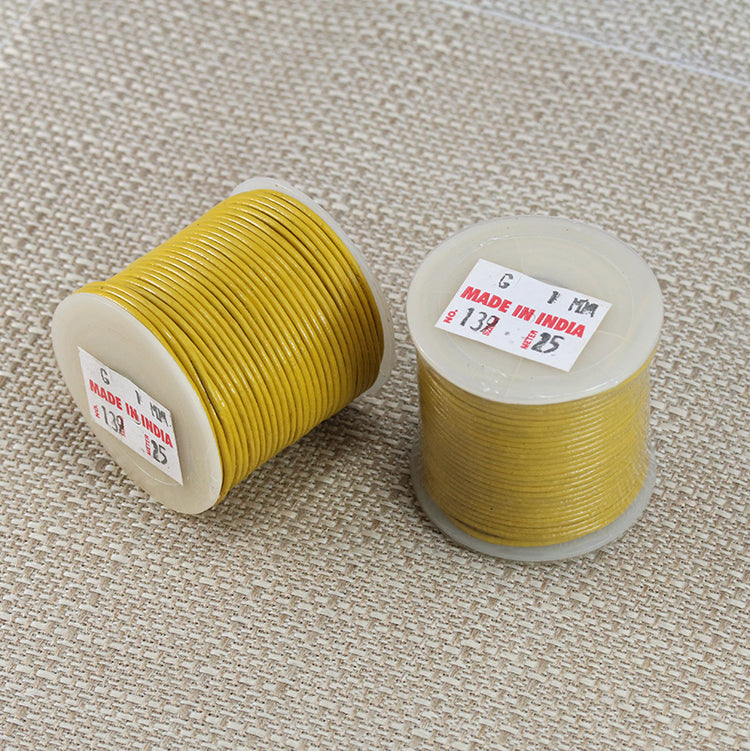 1mm round Indian leather - yellow - 25m SPOOL