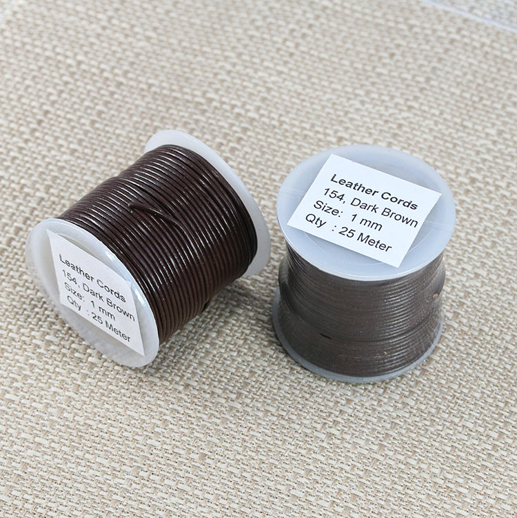 1mm round Indian leather - dark brown - 25m SPOOL