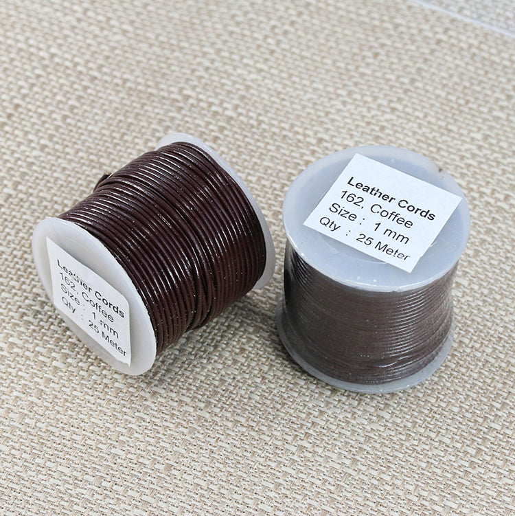 1mm round Indian leather - brown - 25m SPOOL
