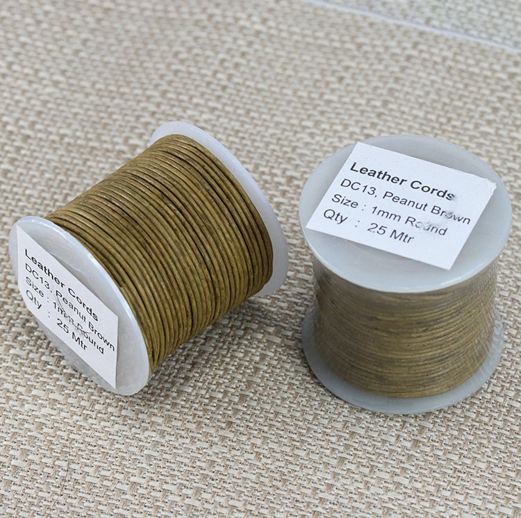1mm round Indian leather - weathered PEANUT - 25m SPOOL