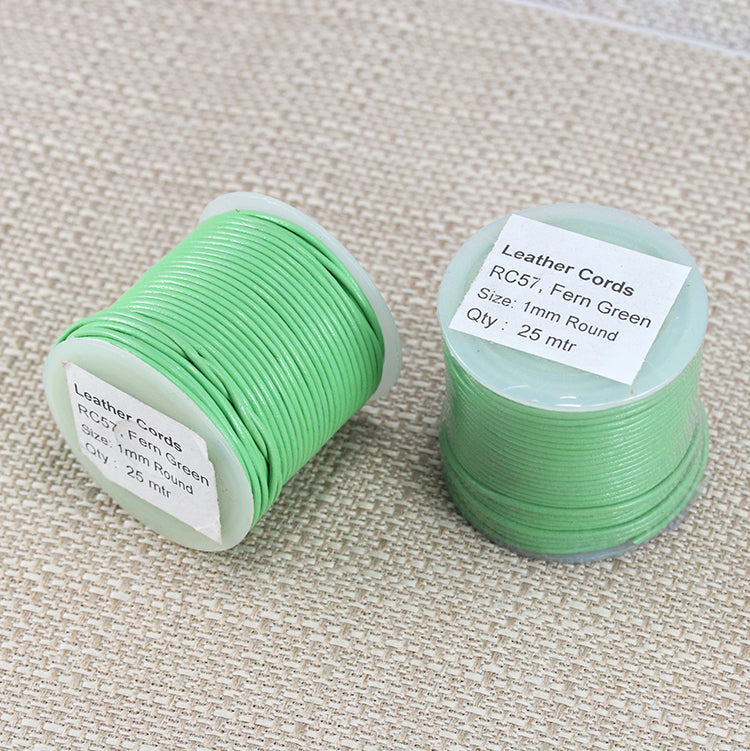 1mm round Indian leather - fern green - 25m SPOOL
