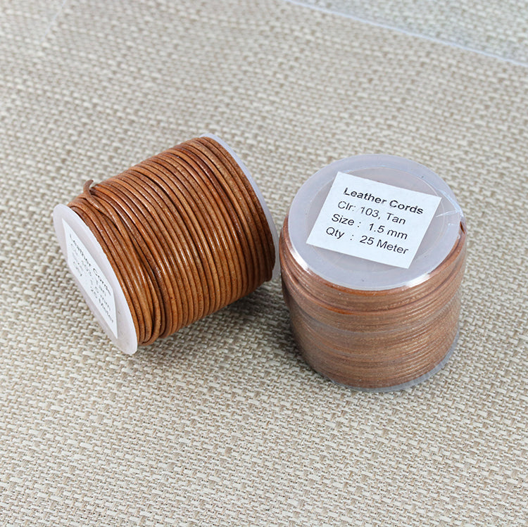 1.5mm round Indian leather - tan - 25m SPOOL