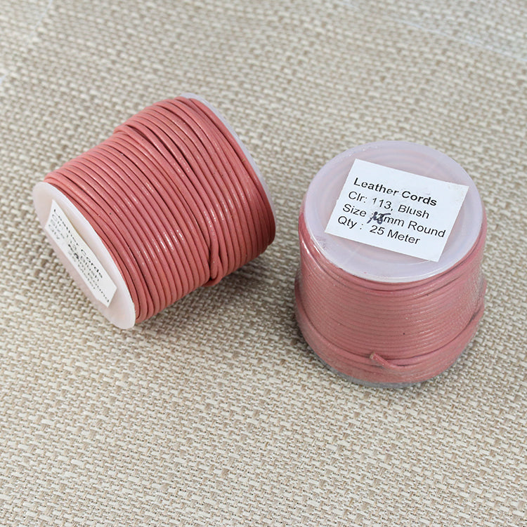 1.5mm round Indian leather - blush - 25m SPOOL