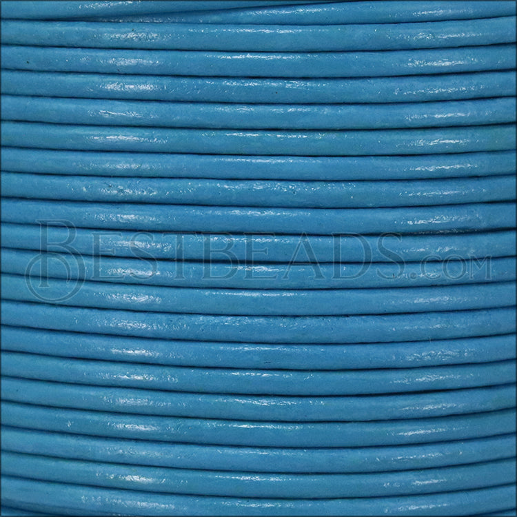 1.5mm round Indian leather - lt turquoise - 25m SPOOL