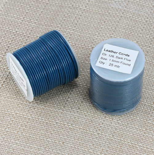 1.5mm round Indian leather - dark blue - 25m SPOOL