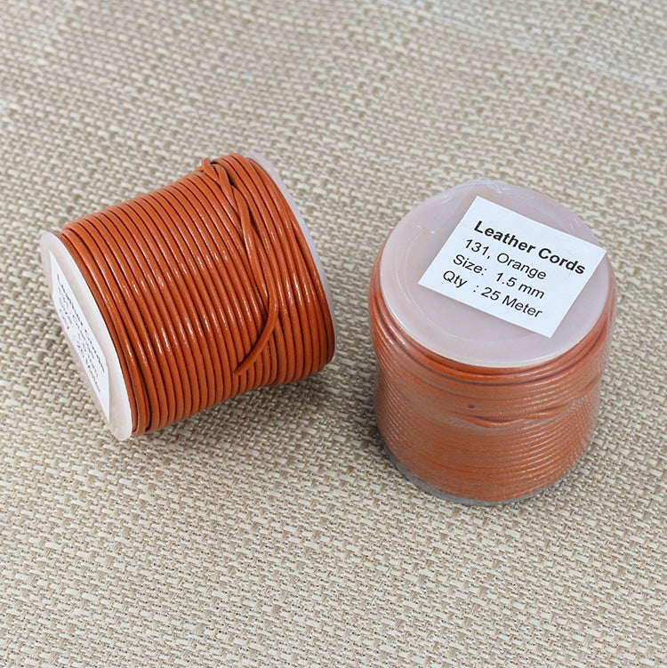 1.5mm round Indian leather - orange - 25m SPOOL