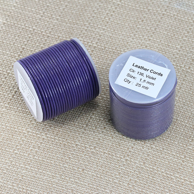 1.5mm round Indian leather - violet - 25m SPOOL