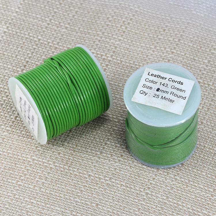 1.5mm round Indian leather - green - 25m SPOOL