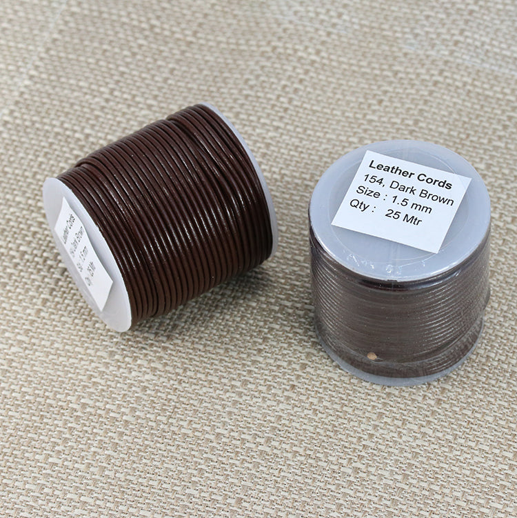 1.5mm round Indian leather - dark brown - 25m SPOOL