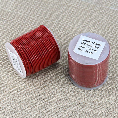 1.5mm round Indian leather - brick red - 25m SPOOL