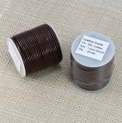 1.5mm round Indian leather - brown - 25m SPOOL
