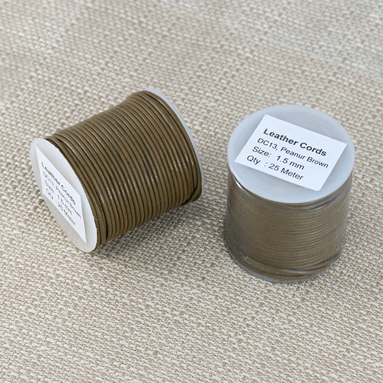 1.5mm round Indian leather - weathered PEANUT - 25m SPOOL