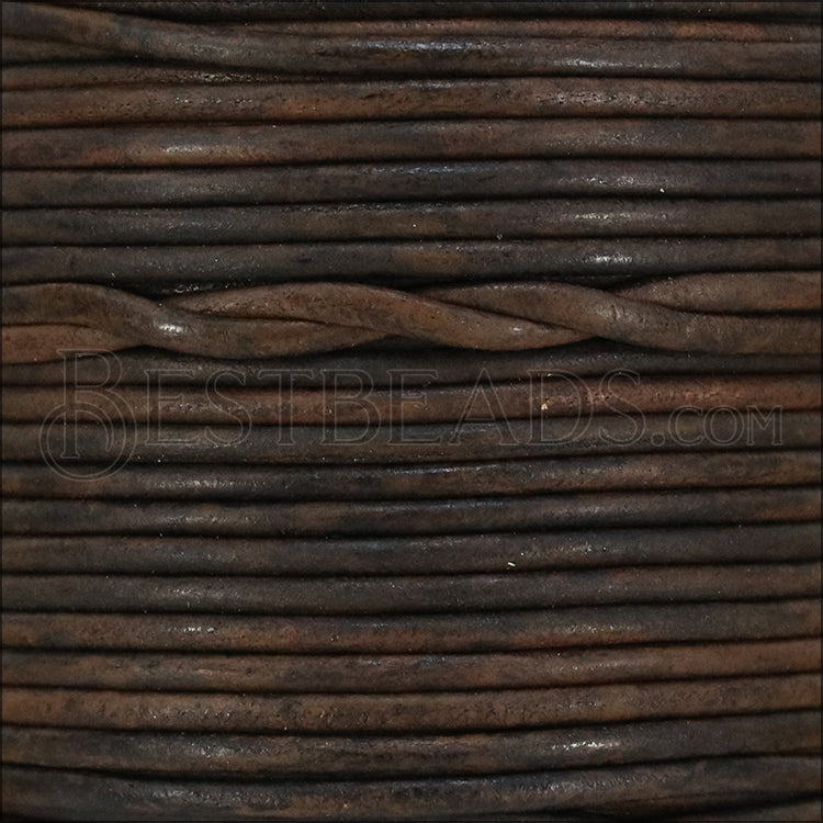 1.5mm round Indian leather - CEDAR BROWN - 25m SPOOL