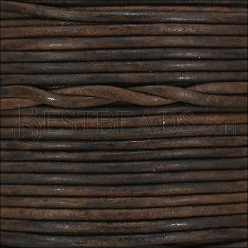 1.5mm round Indian leather - CEDAR BROWN - 25m SPOOL
