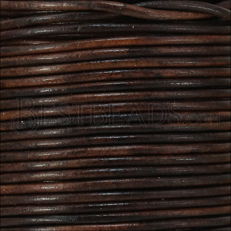 1.5mm round Indian leather - natural espresso - 25m SPOOL