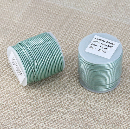 1.5mm round Indian leather - fern metallic - 25m SPOOL