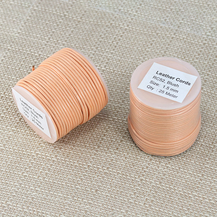 1.5mm round Indian leather - blush - 25m SPOOL