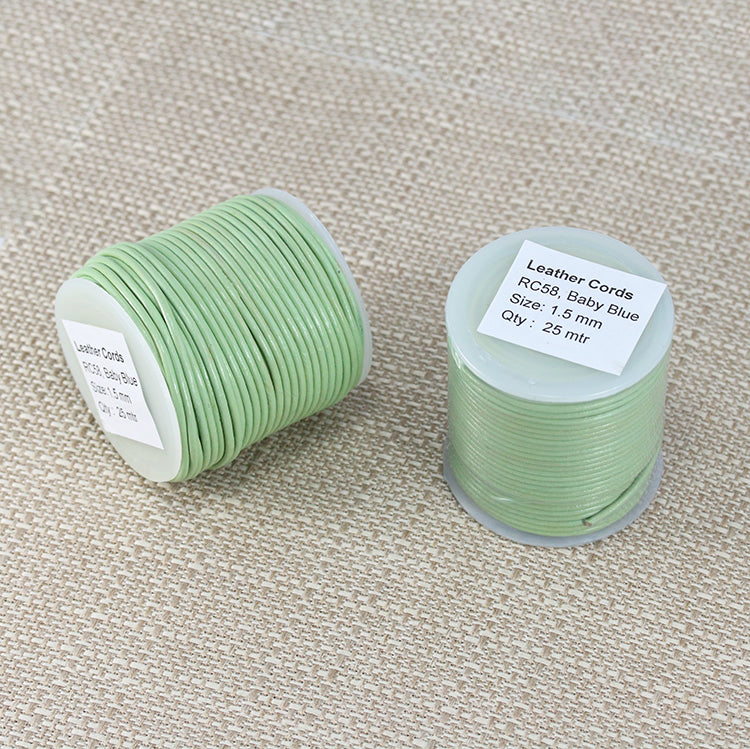 1.5mm round Indian leather - baby blue - 25m SPOOL