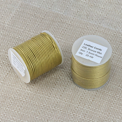 1.5mm round Indian leather - bronze METALLIC - 25m SPOOL