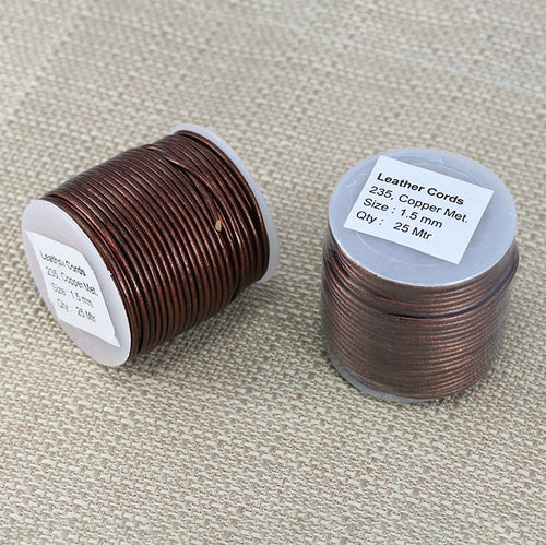 1.5mm round Indian leather - COPPER METALLIC - 25m SPOOL