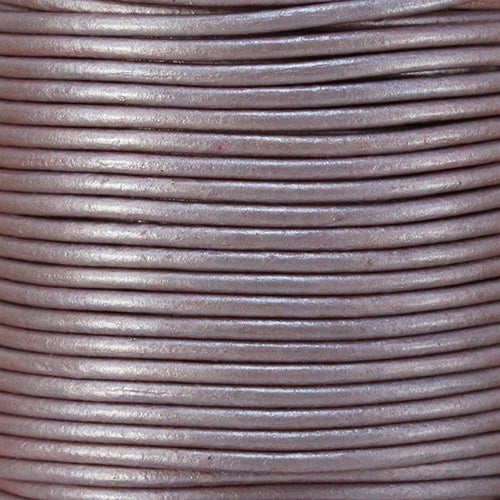1.5mm round Indian leather - dusty pink METALLIC - 25m SPOOL