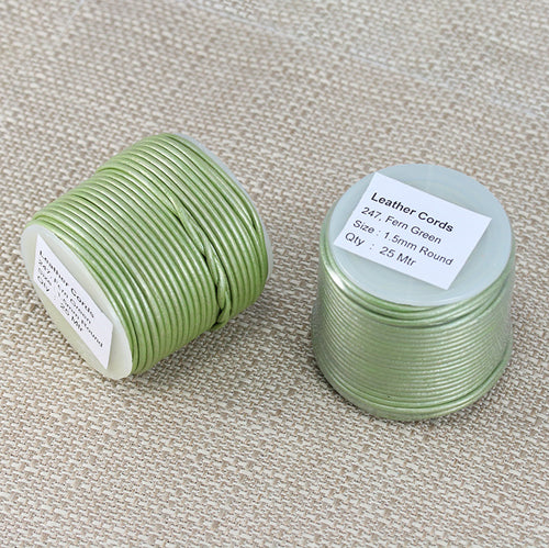 1.5mm round Indian leather - fern green METALLIC - 25m SPOOL