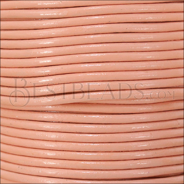2mm round Indian leather - peach - 25m SPOOL