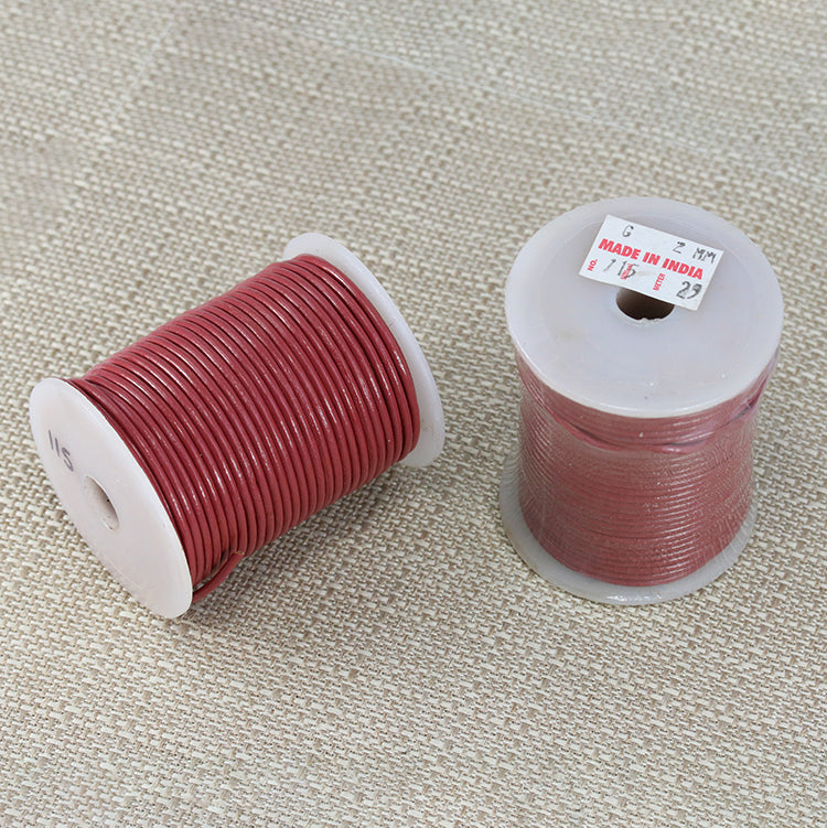2mm round Indian leather - pink - 25m SPOOL