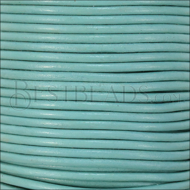 2mm round Indian leather - seafoam green - 25m SPOOL