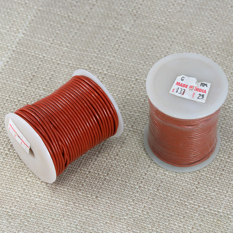 2mm round Indian leather - burnt orange - 25m SPOOL