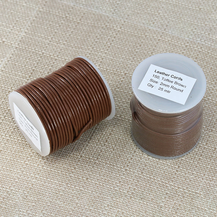 2mm round Indian leather - toffee - 25m SPOOL