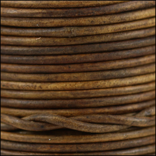 1mm round Indian leather - weathered WOOD - 25m SPOOL