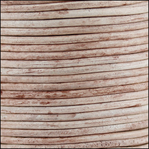 3mm round Indian leather - weathered IVORY - 25m SPOOL