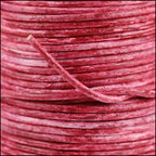 2mm round Indian leather - weathered CARMINE - 25m SPOOL