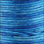 1.5mm round Indian leather - weathered AZURE - 25m SPOOL