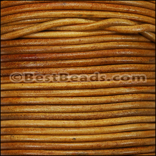 1mm round Indian leather - NATURAL TAN - 25m SPOOL