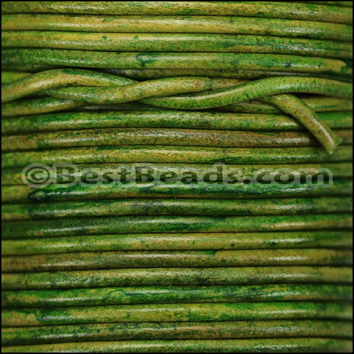 1.5mm round Indian leather - NATURAL GREEN - 25m SPOOL
